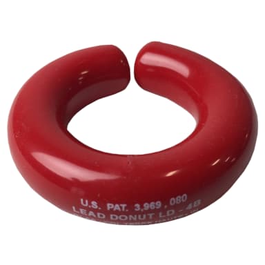 Lead Donut Stabilizer. Open "split ring" design. PVC-Coated. Red. 3-1/2 cm ID
