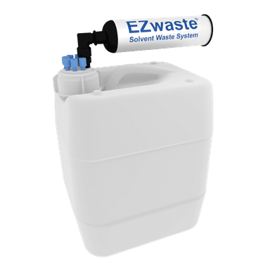 EZwaste® HPLC Solvent Waste System, 10 L (2.5 Gal) UN/DOT-Rated Disposable Container, 51 mm VersaCap with Six (6x) Ports for 1/16 Inch O.D. Tubing, 1/EA