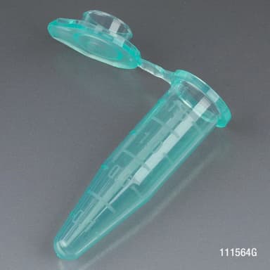 Microcentrifuge Tube, 1.5mL, PP, Attached Snap Cap, Graduated, Green, Certified: Rnase, Dnase and Pyrogen Free, 500/Stand Up Zip Lock Bag - cs-10000