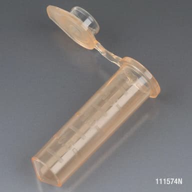 Microcentrifuge Tube, 2.0mL, PP, Attached Snap Cap, Graduated, Orange, Certified: Rnase, Dnase and Pyrogen Free, 500/Stand Up Zip Lock Bag - CS/5000