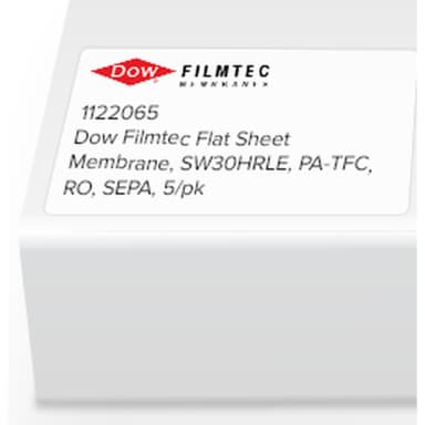 Dow Filmtec Flat Sheet Membrane, SW30HRLE, PA-TFC, RO, SEPA, 5/pk