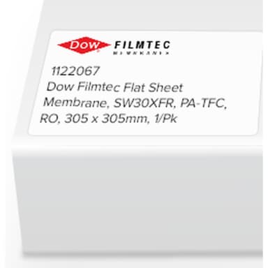 Dow Filmtec Flat Sheet Membrane, SW30XFR, PA-TFC, RO, 305 x 305mm, 1/Pk