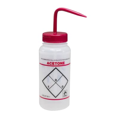 BOTTLE,PE,WASH,WM,SAFETY LABELED,500ML, Red