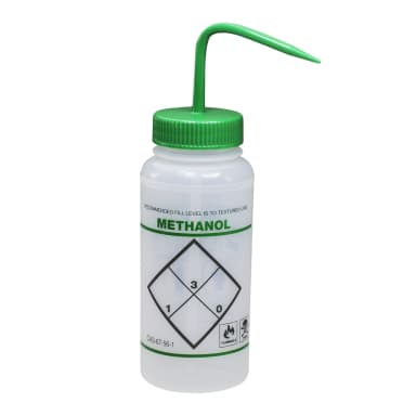 BOTTLE,PE,WASH,WM,SAFETY LABELED,500ML, Green