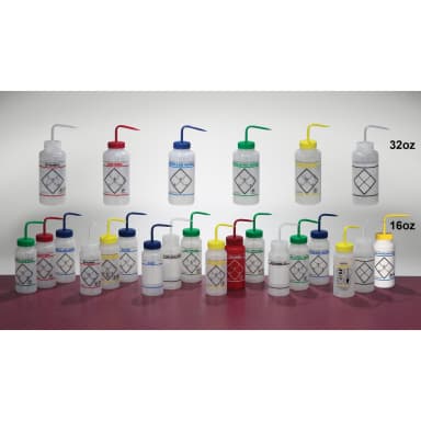 BOTTLE,PE,WASH,WM,SAFETY LABELED,500ML, Yellow
