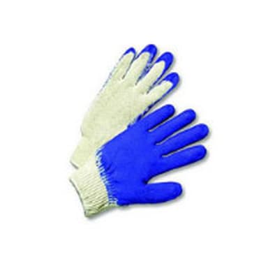 Blue Latex Dip String Knit Gloves, Large, 10/Pk