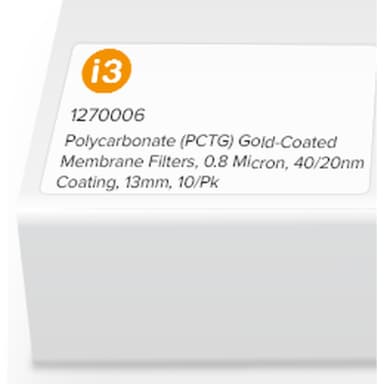 Polycarbonate (PCTG) Gold-Coated Membrane Filters, 0.8 Micron, 40/20nm Coating, 13mm, 10/Pk