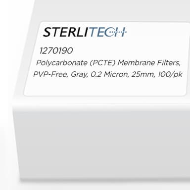 Polycarbonate (PCTE) Membrane Filters, PVP-Free, Gray, 0.2 Micron, 25mm, 100/pk