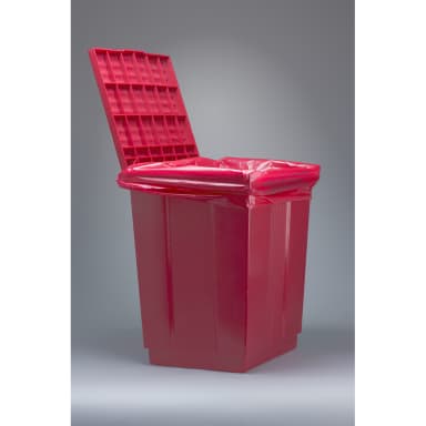 CAN W/LID,DISPOSAL,BIOHAZARD,RED