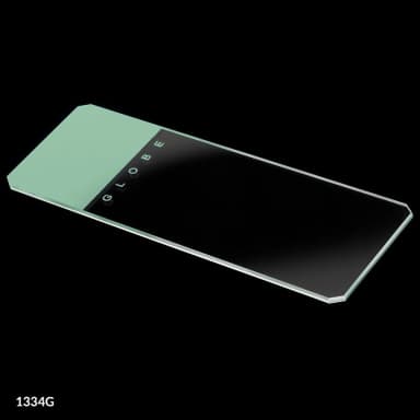 Microscope Slides, Glass, 25 x 75mm, 45 Beveled Edges, Clipped Corners, Green Frosted, 72/Box, 20 Boxes/Case (10 Gross)