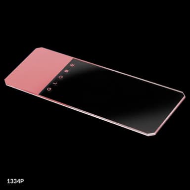 Microscope Slides, Glass, 25 x 75mm, 45 Beveled Edges, Clipped Corners, Pink Frosted, 72/Box, 2 Boxes/Case (1 Gross)