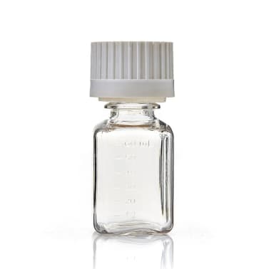 EZBio® 60 mL PETG Media Bottles, Sterile, Square Storage Bottles with 38-430 mm White Closed VersaCap Closures w/ Threaded Adapter, 40/CS