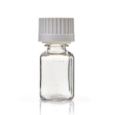 EZBio® 60 mL PETG Media Bottles, Non-Sterile, Square Storage Bottles with 38-430 mm White Closed VersaCap Closures w/ Threaded Adapter, 40/CS