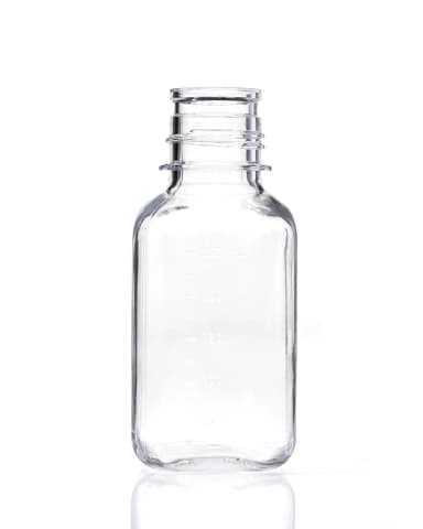 EZBio® 250 mL PETG Media Bottles, Non-Sterile, Square Storage Bottles with 38-430 mm Neck, Without Caps, 30/CS