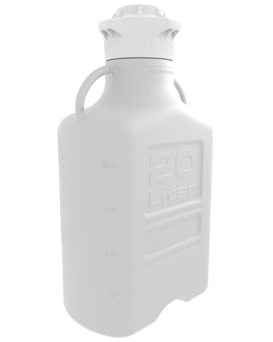 EZgrip® 20 L (5 Gal) HDPE Space Saving Carboy with 120 mm widemouth VersaCap and 26.5 L Max Capacity, Large Pinched Handles, 1/EA