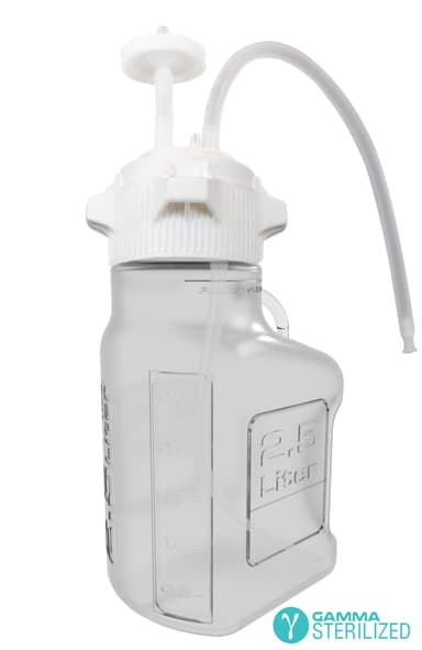 EZBio® Single Use Carboy Assembly, 5 L (1 Gal) Gamma Sterilized PETG Carboy for Aseptic Transfer and Sterile Storage with VersaCap 83B (83 mm), Vent and 1/4 in ID TPE Dip Tube, 1/EA