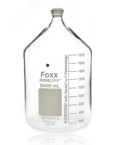 PUREGRIP® Glass Bottles, Media, Round, Clear, GL45 VersaCap®, 20,000mL