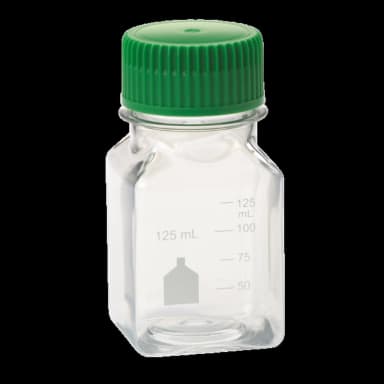 125mL Media Bottle, Square, PET, Bulk, Sterile