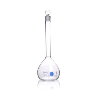 Volumetric Flask, Colorware, Class A,BLUE SCALE,250ML