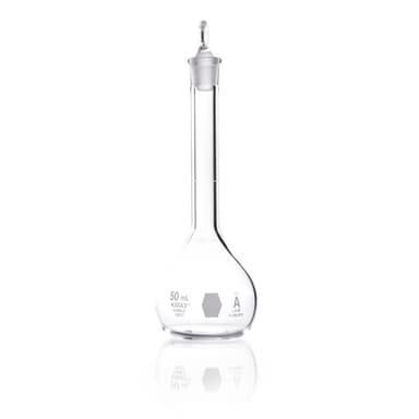 Volumetric Flask, Class A,Serialized and Certified with Glass Pennyhead,STOPPER,50ML