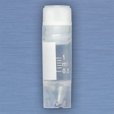CryoDense vials, 2.0mL, STERILE, External Threads, Attached Screwcap, Conical Bottom, Self-Standing, Printed Graduations & Writing Space, 100/Bag, 10 Bags/Case