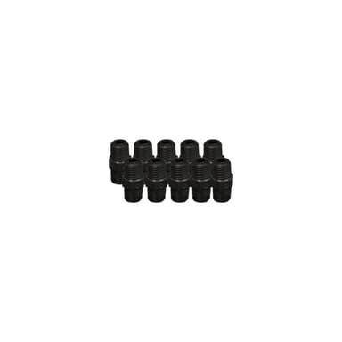 EZwaste® HPLC Solvent Waste System, Replacement Fittings, Carbon Filter Port Fittings, Black Straight Threaded Union Fitting, 1/4 Inch MNPT Thread, 10/PK