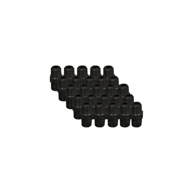 EZwaste® HPLC Solvent Waste System, Replacement Fittings, Carbon Filter Port Fittings, Black Straight Threaded Union Fitting, 1/4 Inch MNPT Thread, 25/PK