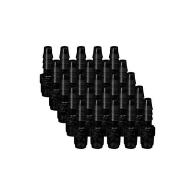 EZwaste® HPLC Solvent Waste System, Replacement Fittings, 1/4 Inch Hose Barb Fittings for 1/4 Inch ID Tubing, Black Fitting, 1/8 Inch MNPT Thread, 25/PK