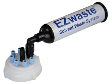 EZwaste® HPLC Solvent Waste System, Cap-Only Assembly, 70 mm (S70) VersaCap with Six (6x) Ports for 1/8 Inch O.D. Tubing; One (1x) Hose Barb Port for 1/4 or 3/8 Inch I.D. Tubing, 1/EA