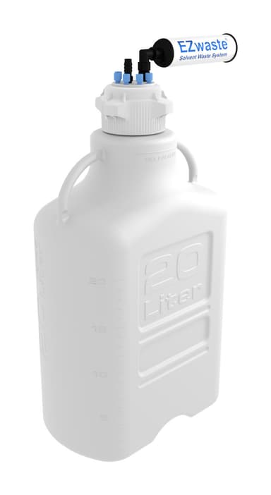 EZwaste® HPLC Solvent Waste System, 20 L Heavy Duty Reusable Carboy, 83 mm (83B) VersaCap with Six (6x) Ports for 1/8 Inch O.D. Tubing; One (1x) HD O.D. Tubing & Filter, 1/EA