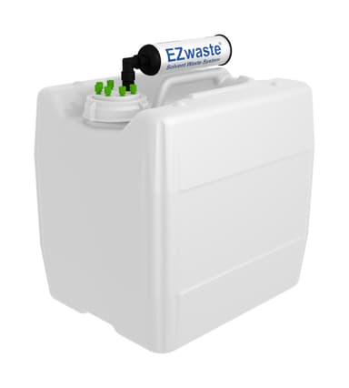 EZwaste® HPLC Solvent Waste System, 13.5 L (3.5 Gal) UN/DOT-Rated Disposable Container, 70 mm VersaCap w/ Six (6x) Ports for 1/16 Inch O.D. Tubing, 1/EA