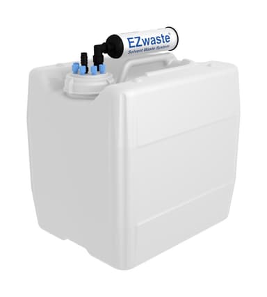 EZwaste® HPLC Solvent Waste System, 13.5 L (3.5 Gal) UN/DOT-Rated Disposable Container, 70 mm VersaCap w/ Six (6x) Ports for 1/8 Inch O.D. Tubing, One (1x) HB & Filter, 1/EA