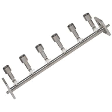 Stainless Steel Vacuum Manifold, 6-Position, Standard Cup, 3-Way Valve, KM6NV
