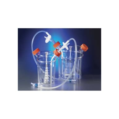 Corning 1L Polystyrene Disposable Spinner Flask with Solid Cap and Aseptic Transfer Cap with MPC connection, Sterile, 1/bag, 6/case