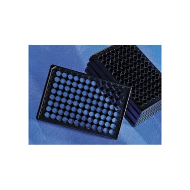 Corning 96 Well Special Optics Flat Clear Bottom Black Polystyrene TC-Treated Microplates, 25 per Bag, without Lid, Sterile
