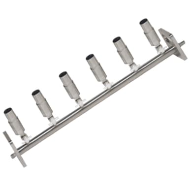 Stainless Steel Vacuum Manifold, 6-Position, Exterior Taper Cup, 2-Way Valve, KM6N XT/2