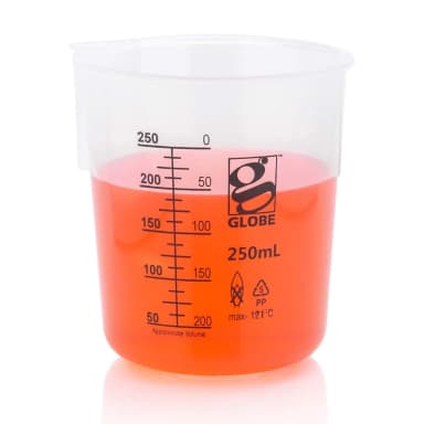 Beaker, Diamond Essentials, Griffin Style, Low Form, Printed Graduations, PP, 250mL, 6/Bag - CS/36