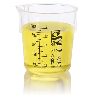 Beaker, Diamond Essentials, Griffin Style, Low Form, Printed Graduations, PMP, 250mL, 6/Bag - CS/36