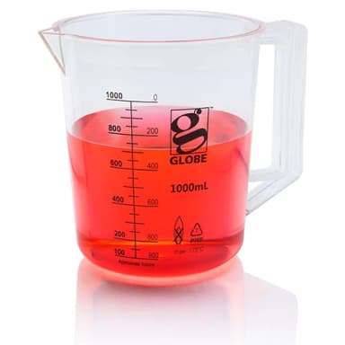 Beaker with Handle, Diamond Essentials, Low Form, Printed Graduations, PMP, 1000mL, 1/Bag