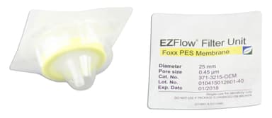 EZFlow® Sterile Polyethersulfone (PES) Syringe Filters, 0.45 µm Membrane for Clarification or Prefiltration, 25 mm, 100/PK