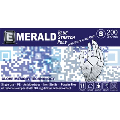 Emerald Blue Stretch Poly, X-Large, 200/Pk