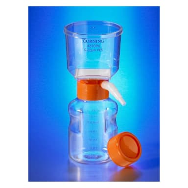 Corning 150mL Vacuum Filter/Storage Bottle System, 0.22Micrometer Pore, 13.6cm squared PES Membrane, Sterile, Individually Packaged, 12/Case
