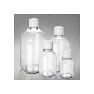 Corning PET Media Bottle, 1000 mL, Graduated, 31 mm IATA-Validated Screw Cap, Sterile, Pre-assembled, 12/Tray, 24/Case