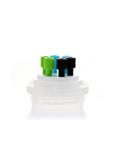 ChromCap™ 100 HPLC Cap Assy, GL45, Adapter w Vent Hole, Six (6x) Ports3.2mm (1/8") or 1.6 mm (1/16"), OD Tubing, 1/EA