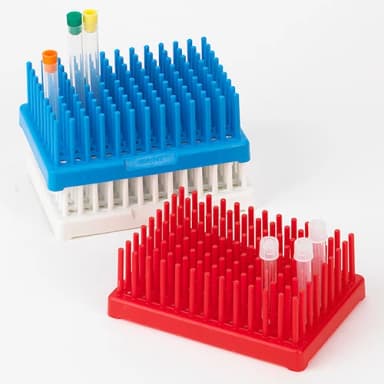 Peg Tube Rack, Reinforced PP, 13mm, 96-Place (117 Pegs), Red, 2/Pack - PK/1