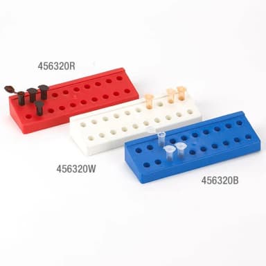 Rack for 1.5mL and 2.0mL Microcentrifuge Tubes, Reinforced PP, 20-Place, Red - CS/6