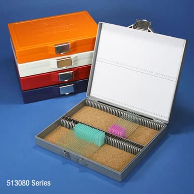 Slide Box for 100 Slides, Cork Lined, Stainless Steel Lock, Gray - CS/50