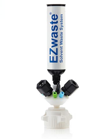 EZWaste® HPLC VersaCap® 53 mm (53B) Solvent Waste System, Cap-Only W/ Exhaust Filter, Four (4x) Ports OD Tubing 3.2 mm (1/8") or 1.6 mm (1/16"), Two (2x) Ports OD Tubing 6.4 mm (1/4"), 1/EA