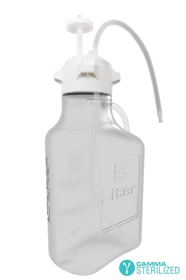 EZBio® Single Use Carboy Assembly, 10 L (2.5 Gal) Gamma Sterilized PETG Carboy for Aseptic Transfer and Sterile Storage with VersaCap 83B (83 mm), Vent and 1/4 in ID TPE Dip Tube, 1/EA