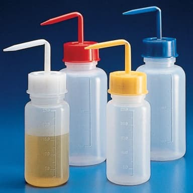 Wash Bottle, Squeeze with Wide Mouth, Screwcap, PE, 500mL, Blue